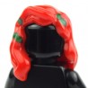 Lego Accessoires Minifig Cheveux mi-long qui retombe sur l'épaule droite (Rouge) Feuilles (La Petite Brique)