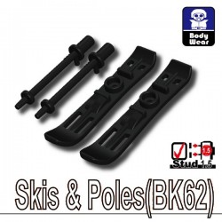Lego Accessoires Minifig Custom SIDAN TOYS Skis & Batons (BK62 - noir) (La Petite Brique)