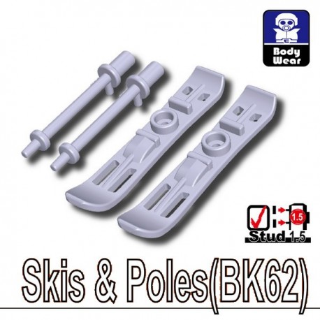 Lego Accessoires Minifig Custom SIDAN TOYS Skis & Batons (BK62 - Light Silver) (La Petite Brique)