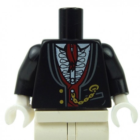 Lego Accessoires Minifig Torse - Veste avec gilet rouge foncé (noir) (La Petite Brique)