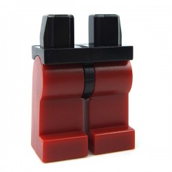 Lego Accessoires Minifig Jambes - Hanches noires, Jambes rouges foncées (La Petite Brique)