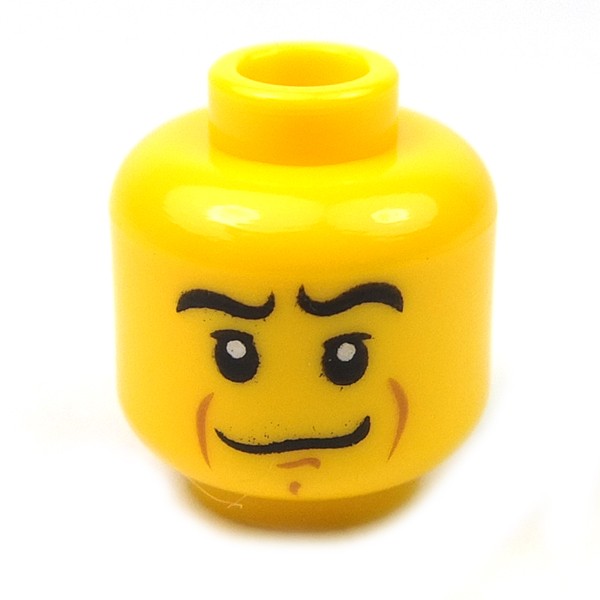 Lego New Yellow Minifigure Head Dual Sided Black Bushy Eyebrows Chin Dimple
