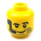 Yellow Minifig, Head Beard Stubble, Raised Left Eyebrow, Headset & Smile
