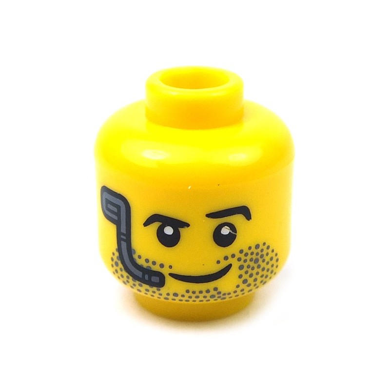 LEGO Yellow Minifigure Head Body Part with Red Moustache & Headset 