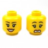 Yellow Head Dual Sided Female Peach Lips, Open Mouth Smile / Scared