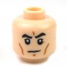 Light Flesh Minifig, Head Black Eyebrows, Cheek Lines, Frown
