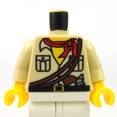 Lego Accessoires Minifig Torse - Chemise, bandana rouge, pistolet (Beige) (La Petite Brique)