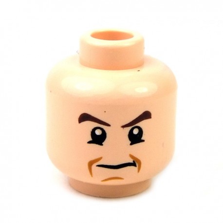 Light Flesh Minifig, Head Brown Eyebrows, Frown