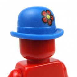 Blue Minifig, Headgear Hat, Bowler with Red Flower