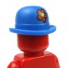 Blue Minifig, Headgear Hat, Bowler with Red Flower
