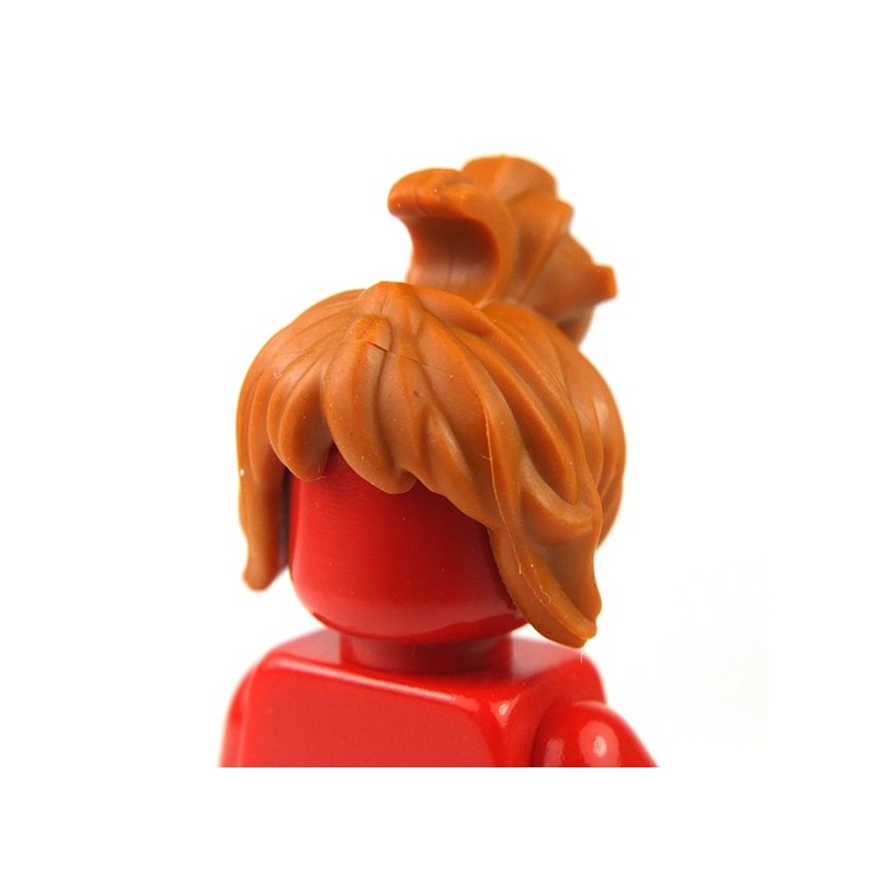 Minifig Black LEGO Headgear Hair Spiked Top with Orange Streaks Pattern