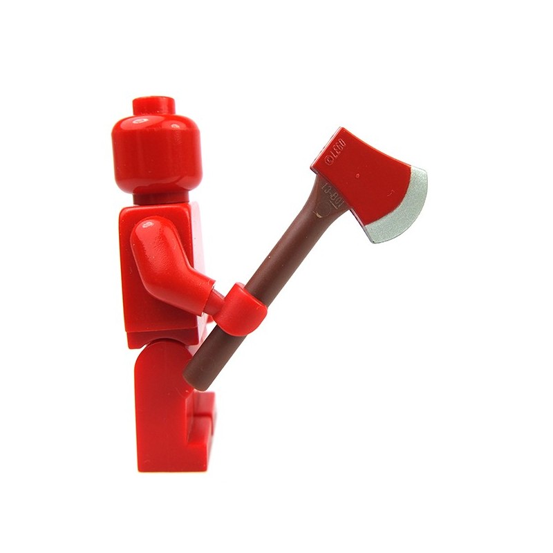 Lumberjack ☀️NEW Lego Axe Reddish Brown Red & Silver Head Fireman 