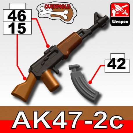 Lego Accessoires Minifig Custom SIDAN TOYS AK47/2C (Pearl Dark Black/Brown) + KA1(Iron Black) (La Petite Brique)