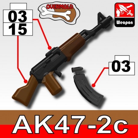 Lego Accessoires Minifig Custom SIDAN TOYS AK47/2C (Black/Brown) + KA1 (Black) (La Petite Brique)