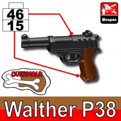 Lego Accessoires Minifig Custom SIDAN TOYS Walther P38 (Pearl Dark Black/Brown) (La Petite Brique)
