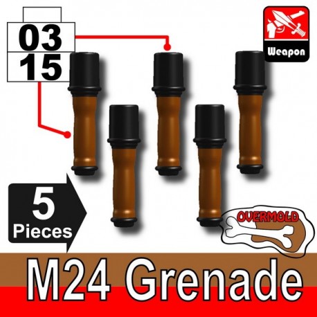 Lego Accessoires Minifig Custom SIDAN TOYS Grenade M24X5 (Black/Brown) (La Petite Brique)