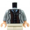 Lego Accessoires Minifig Torse - veste avec gilet, cravate, insigne (Light Bluish Gray) (La Petite Brique)