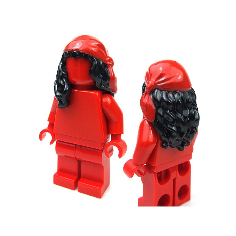 Lego Shoulder Hair x 1 Black for Minifigure
