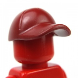 Dark Red Minifig, Headgear Cap - Short Curved Bill with Seams and Button on Top