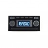 Black Tile 1 x 2 with Light Blue "RADIO", Silver Buttons