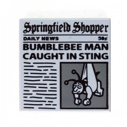 Light Bluish Gray Tile 2 x 2 Newspaper 'Springfield Shopper' & 'BUMBLEBEE'