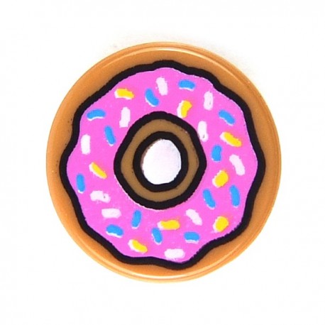 Medium Dark Flesh Tile, Round 1 x 1 Doughnut with Dark Pink Frosting & Sprinkles