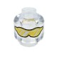 Trans-Clear Minifig, Head Glasses with Gold Sunglasses with Reflective Lines