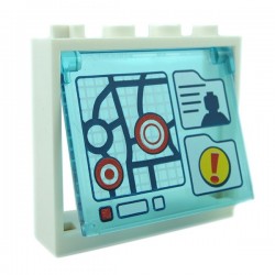 Trans-Light Blue Glass for Window 1x4x3 - Opening with Map﻿ + White Frame﻿