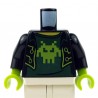 Black Torso Open Jacket over Shirt with Lime Pixelated Alien