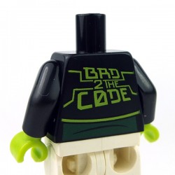 Lego Accessoires Minifig Torse - Veste ouverte sur t-shirt avec Alien (noir) (La Petite Brique)