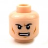 Light Flesh Minifig, Head Male Black Angry Eyebrows, Determined Mouth with Teeth