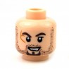 Light Flesh Minifig, Head Scrum Brown Stubble & Goatee, Scar on Right Eye