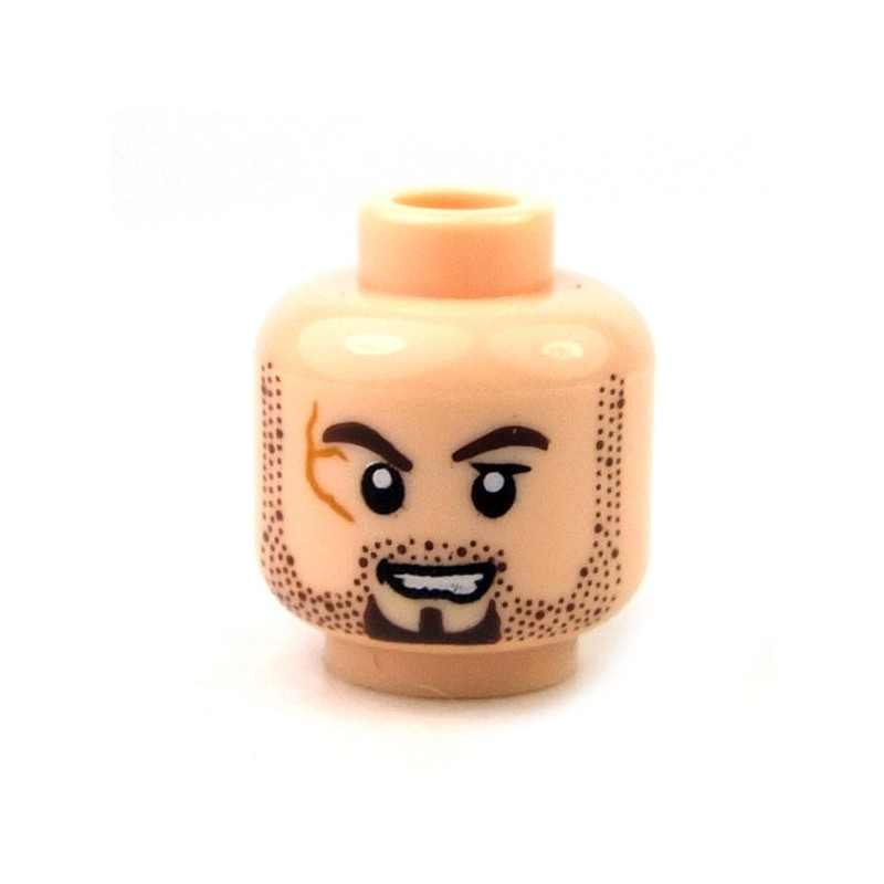 ☀️NEW Lego Minifigure Head Light Flesh Brown Beard Scars Scratches Moustache 