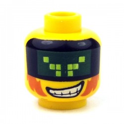 Yellow Minifig, Head Male with Pixelated Visor, Sideburns & Wide Grin