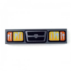 Tile 1x4 - Headlights & Grille (Dark Bluish Gray)