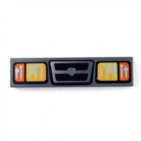 Tile 1x4 - Headlights & Grille (Dark Bluish Gray)