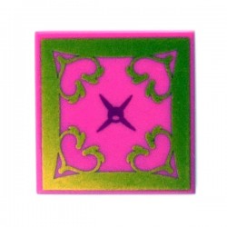 Tile 2x2 - Gold & Magenta Oriental Cushion (Dark Pink)