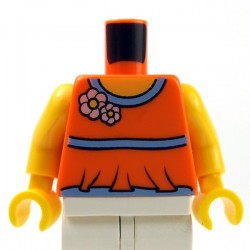 Lego Accessoires Minifig Torse - avec des fleurs (Orange) (La Petite Brique)