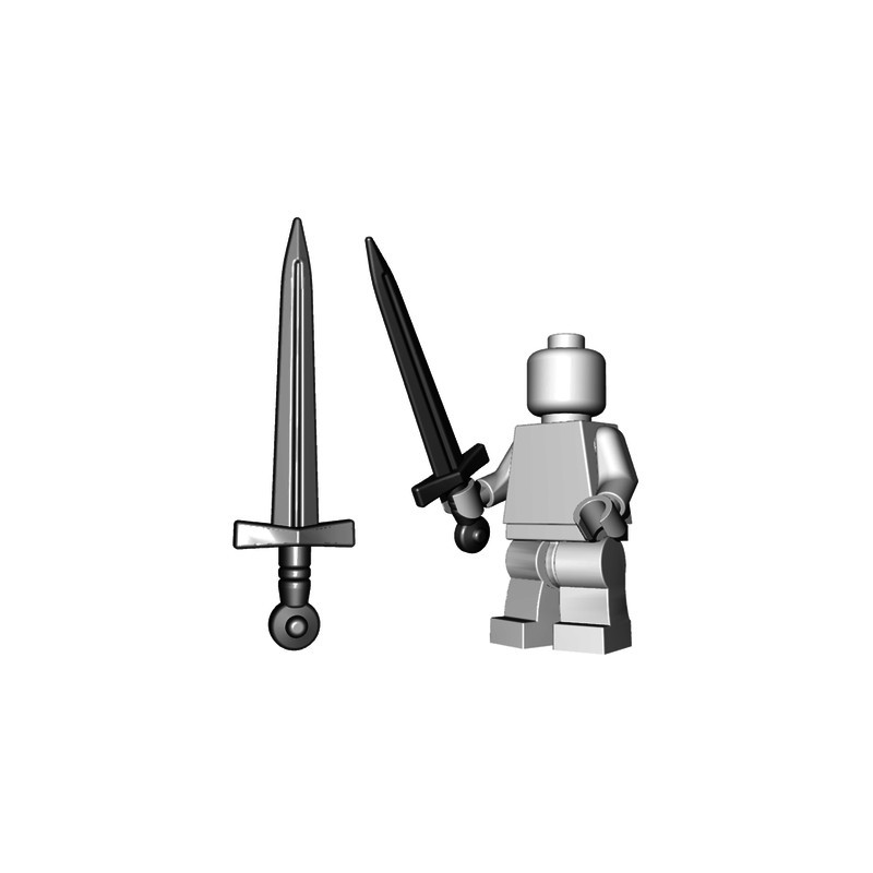 BrickWarriors Lego Custom Minifig Accessories Arming Sword (Black) (La