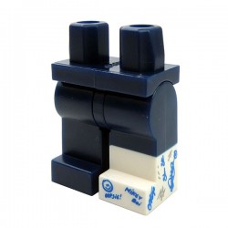 LEGO - Dark Blue Hips & Legs with White Cast with Blue & Black Writing on Left Leg