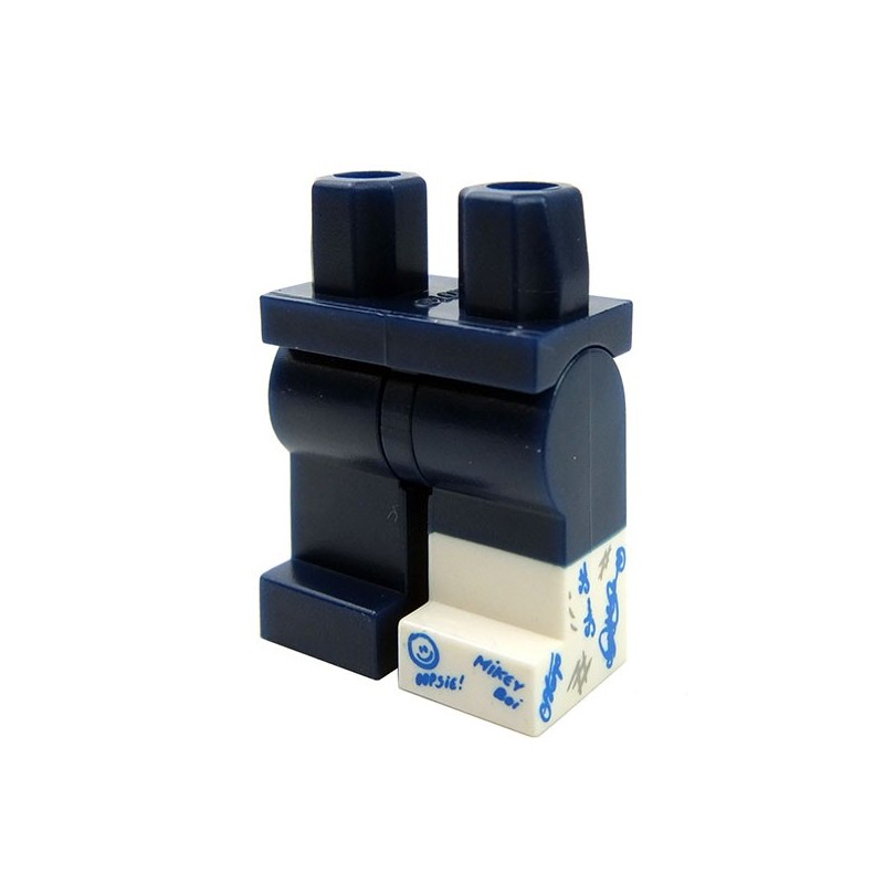 Lego 10 dark blue legs white hip for brain mini figurines 
