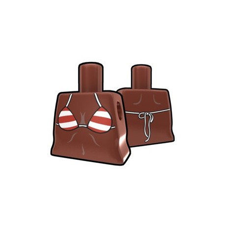 Arealight - Brown Curved Torso with Red Stripe Bikini