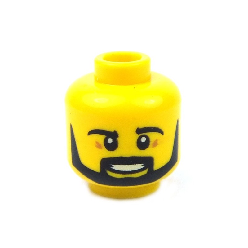 LEGO Minifigure Head LIGHT FLESH Male Angular Beard with Dark Brown Eyebrows 