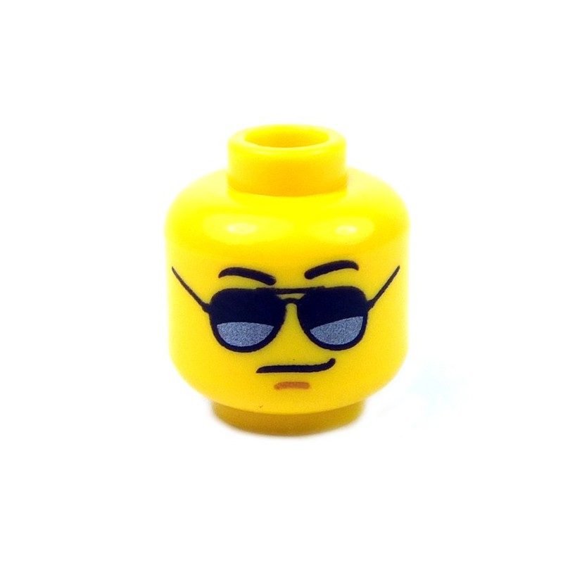 LEGO New Yellow City Female Minifigure Head with Black and Silver Sunglasses