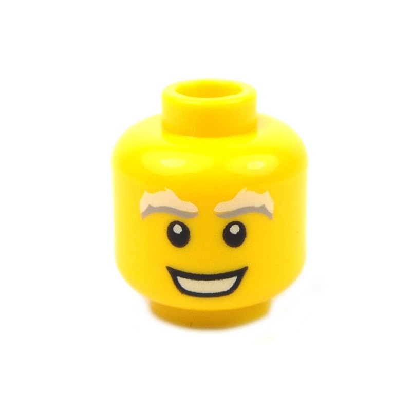 Lego New Yellow Minifigure Head Dual Sided Black Bushy Eyebrows Chin Dimple Lego New Yellow Minifigure Head Dual Sided Black Bushy Eyebrows Chin Dimple