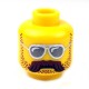 Lego - Yellow Minifig, Head Sunglasses, Moustache Brown Bushy & Stubble