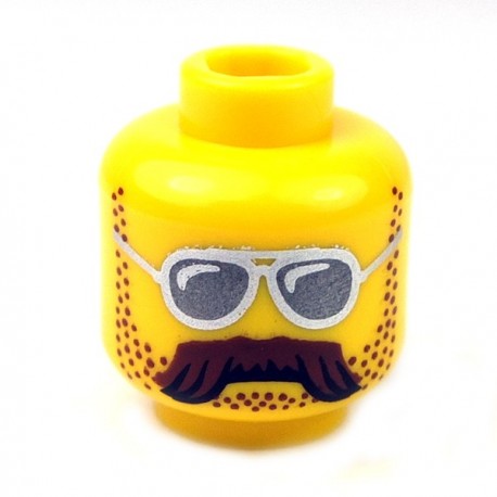 Lego Silver Sunglasses Head x 1 Yellow for Minifigure 