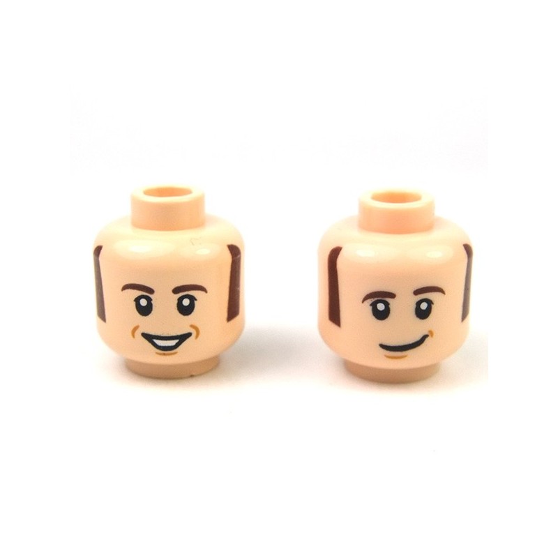 LEGO Minifigure Head LIGHT FLESH Male Tan Bushy Eyebrows Sideburns Moustache