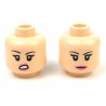 Lego - Light Flesh Minifig, Head Dual Sided Female, Closed Mouth Smile / Open Mouth Lip Raised 