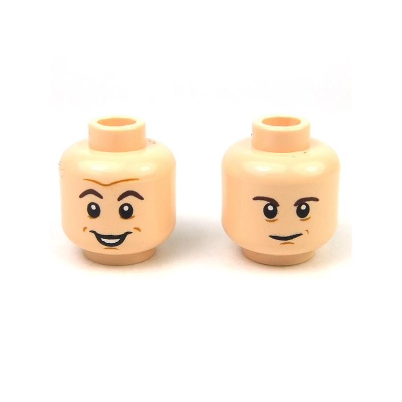 Lego New Light Flesh Minifigure Head Dual Sided Medium Dark Flesh Lightning Part